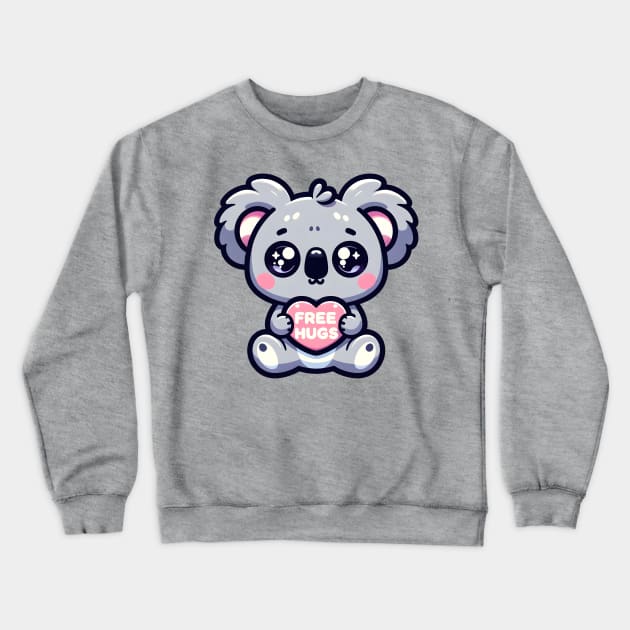 Cute kwaii koala gives free hugs - Valentine's day Crewneck Sweatshirt by Ingridpd